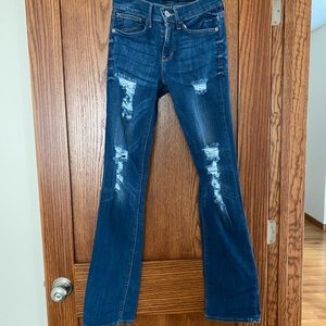 Barely boot ripped express jeans